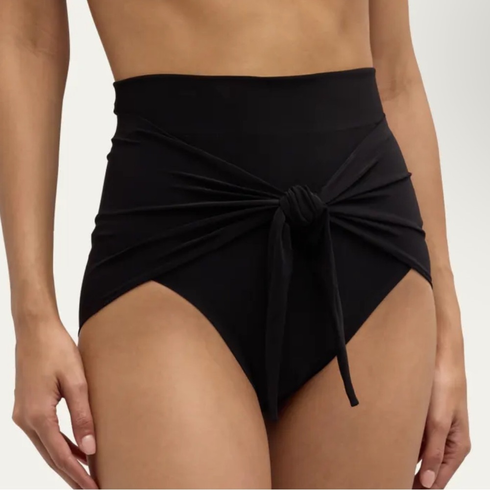 Norma Kamali Black High-Waist Tie Bikini Bottom